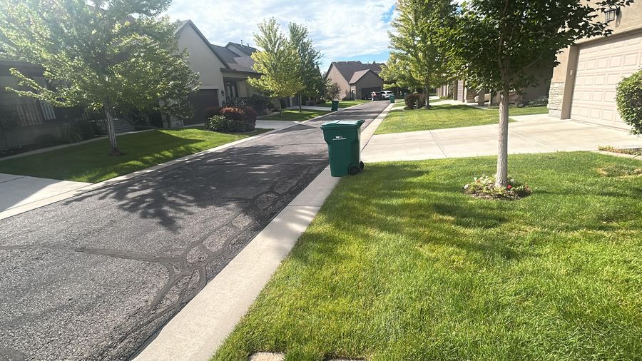 Stamped concrete border along a path